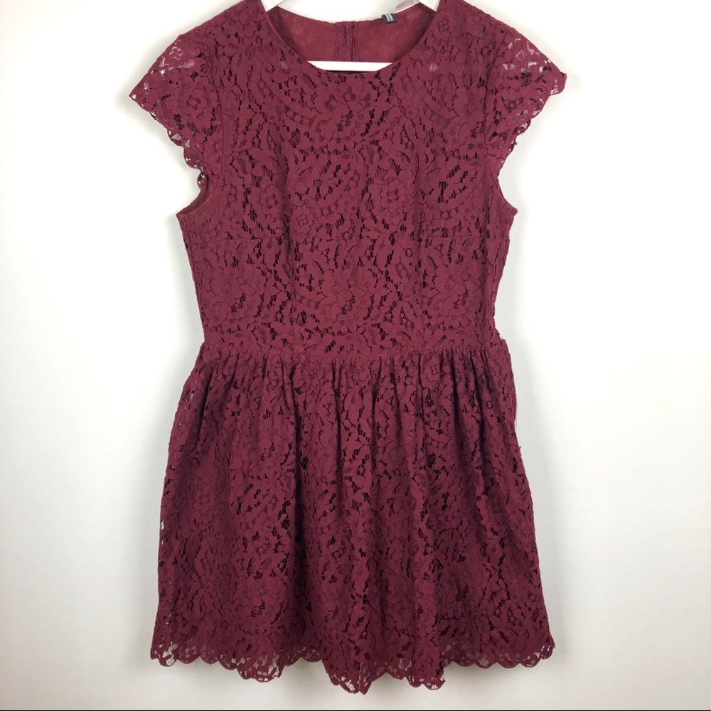 Divided H&M Burgundy Red Lace Dress 8